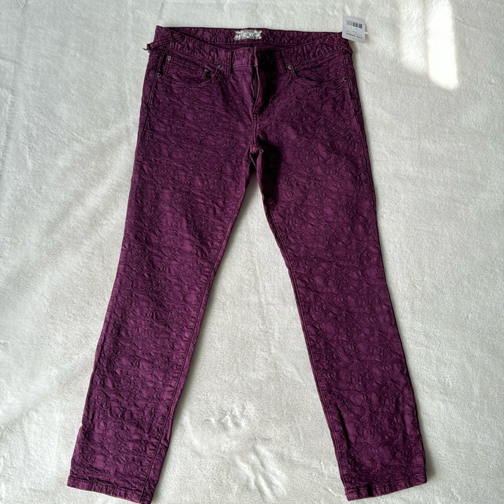 Free People Jacquard Cropped Skinny Jeans NWT